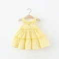 thumbnail image 1 of Swuxness Girl's Casual Sleeveless Ball Gown Dress, Kids Dresses, Kids Girl Stylish Plaid PolkaPrint Ruffle Comfortable Soft Lightweight Dress Yellow, 6-12 Months, 1 of 4
