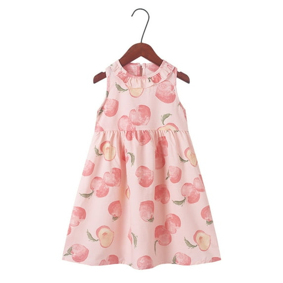 Swuxness Girl's Casual Sleeveless Dress, Toddler Dresses, Girls Plaid Print Round Neck Sleeveless Princess Sundress Comfortable Breathable and Lightweight for Play Pink, 6-7 Years