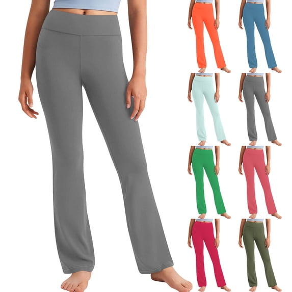 Swuxness Girls Casual Long Pants High Waist Stretchy Slim Homewear Flare-Leg Pants