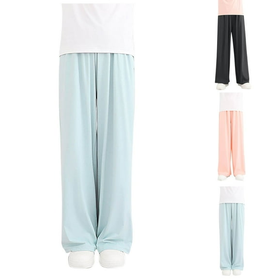 Swuxness Girls Casual Long Pants, Toddler Summer Long Pants, Girls' Solid Color Wide Leg Pants Kids Casual Outerwear Long Pants Black, 12-13 Years