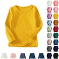 thumbnail image 1 of Swuxness Girls' Casual Long Sleeve T-shirts, Toddler Fall Tops, Girls Round Neck Solid Color Blouse Loose Shirt Tops for Kids Pink, 3-4 Years, 1 of 3