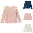 thumbnail image 1 of Swuxness Girls' Casual Long Sleeve T-shirts, Toddler Fall Tops, Girls Round Neck Solid Color Blouse Loose Shirt Tops for Kids Pink, 6-8 Years, 1 of 3