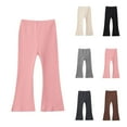 thumbnail image 1 of Swuxness Girls Flared Leg Long Pants Solid Color Ribbed Fabric Stretchy Fall Winter Outdoor, 1 of 5