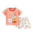 thumbnail image 1 of Swuxness Girls Casual Short Sleeve 2 Piece Sets , Kids Summer Outfits Sets, Kids Summer Printed Round Neck Shorts Set for Boy Pink, 130, 1 of 4