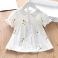 thumbnail image 1 of Swuxness Girls Casual Short Sleeve T Shirt, Spring and Summer Tops, Kids Printed Turn Down Collar Fashionable Embroidered Floral Flying Sleeve Tee Yellow, 3-4 Years, 1 of 3