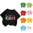 thumbnail image 1 of Swuxness Girls Casual Short Sleeve Tops, Spring and Summer Blouses, Kids Printing Crew Neck Comfortable Breathable Soft Loose Pullover Tee Black, 2-4 Years, 1 of 4