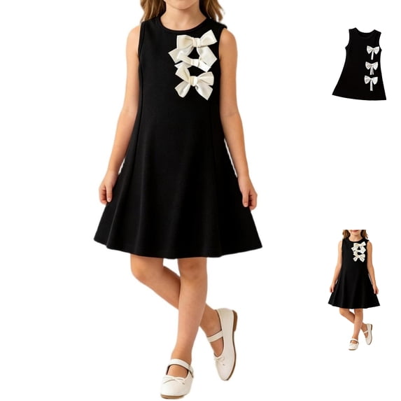 Swuxness Girls Dresses Sleeveless Round Neck Solid Color Spaghetti Strap Princess Outfits