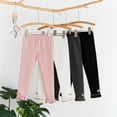 thumbnail image 1 of Swuxness Girls Elastic Leggings, Fall Pants for Girls, Girls' Solid Color Comfortable Stretchy Base Elastic Waist Pants Pink, 2-3 Years, 1 of 5