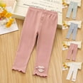 thumbnail image 1 of Swuxness Fall Girls Casual Long Leggings Soft Solid Color Slim Leg Pants with Elastic Waist, 1 of 3