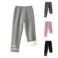 thumbnail image 1 of Swuxness Girls Elastic Leggings Pants, Kids Winter Pants, Children's Motion Thickening Keep Warm Printing Girl Fleece Leggings Pants Black, 5 Years, 1 of 3