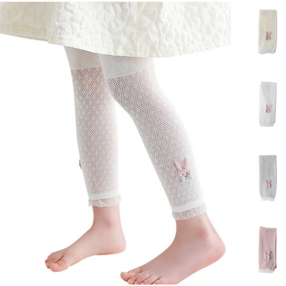 Swuxness Girls Elastic Leggings, Toddler Summer Long Pants, Girls Mesh Solid Color Stretchy Soft Breathable Leggings Pants for Toddler Pink, 2-3 Years
