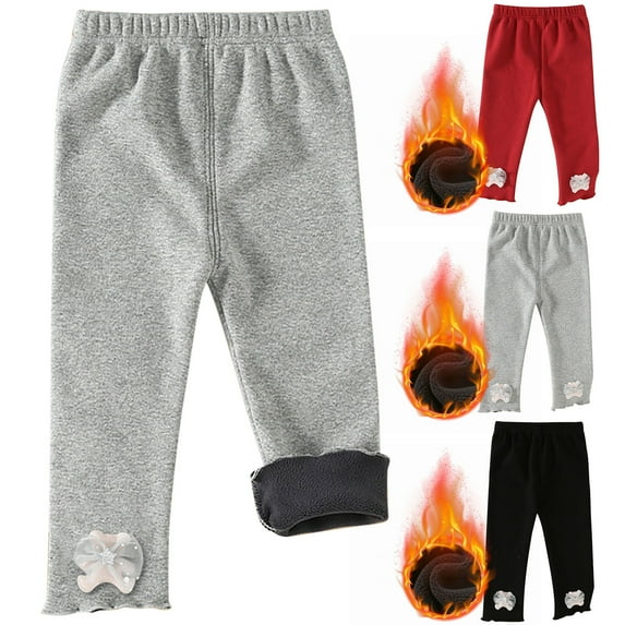 Swuxness Girls Fleece Leggings, Winter Long Pants for Girls, Toddler Solid Color Elastic Waistband Comfortable Soft Breathable Pants for Infants Red, 6-12 Months