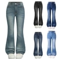 thumbnail image 1 of Swuxness Girls Jeans Long Pants Solid Color Fashion Slim Stretch Flare Casual Wear, 1 of 5