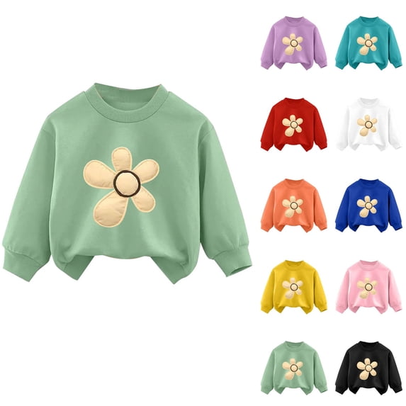 Swuxness Girls' Long Sleeve Sweatshirts, Toddler Fall Tops, Girls Print Crew Neck Pullover Comfortable Sweatshirt for Kids White, 3-4 Years