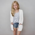thumbnail image 1 of Swuxness Girls Solid Color Long Sleeve Cardigan Tops with Pockets Casual Open Front Soft Fashion Shirts White 13-14 Years, 1 of 4
