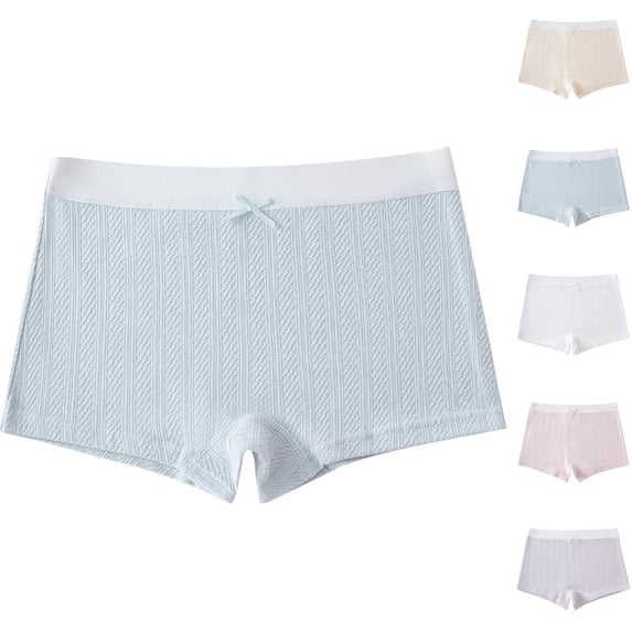 Swuxness Girls Solid Color Seamless Boyshort Underwear Exposure Safety Soft Comfortable Daily Use