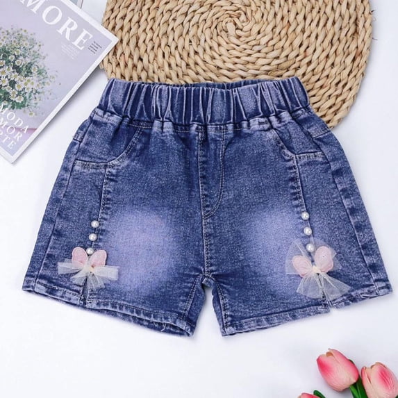Swuxness Girls Casual Shorts Jeans Pants Solid Color Summer Casual Loose Breathable Soft Wear