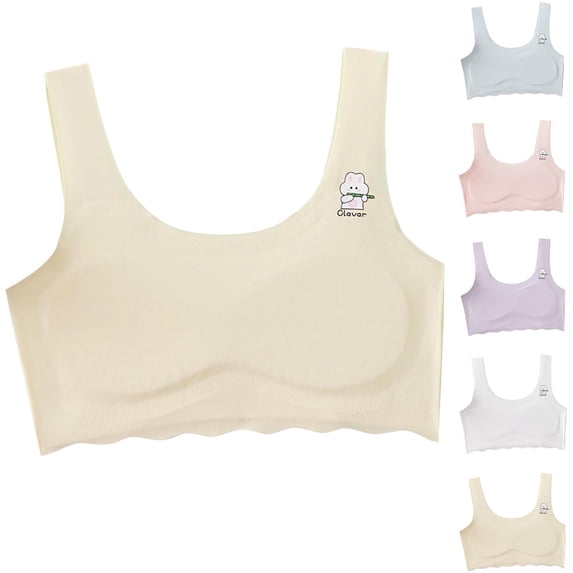 Swuxness Girls Training Bras Adjustable Straps Solid Color Seamless Bralette Soft Breathable Stretchy