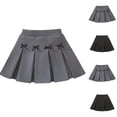 thumbnail image 1 of Swuxness Girls Uniform Pleated Skirts, Kids Casual Shorts Skirt, Toddler Academy Style Comfortable Uniform with Lining See Pleated Skirt Gray, 5-6 Years, 1 of 5