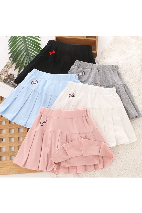 Girls Uniform Pleated Skirts, Kids Casual Shorts Skirt, Toddler Elastic Waist Lightweight Breathable Soft Comfortable Pleated Skirt Light Blue, 3-4 Years