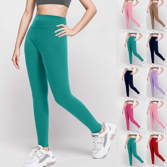 Swuxness Girls Yoga Slim Leg Long Pants Solid Color Wide Elastic Waist Slim Casual Trousers