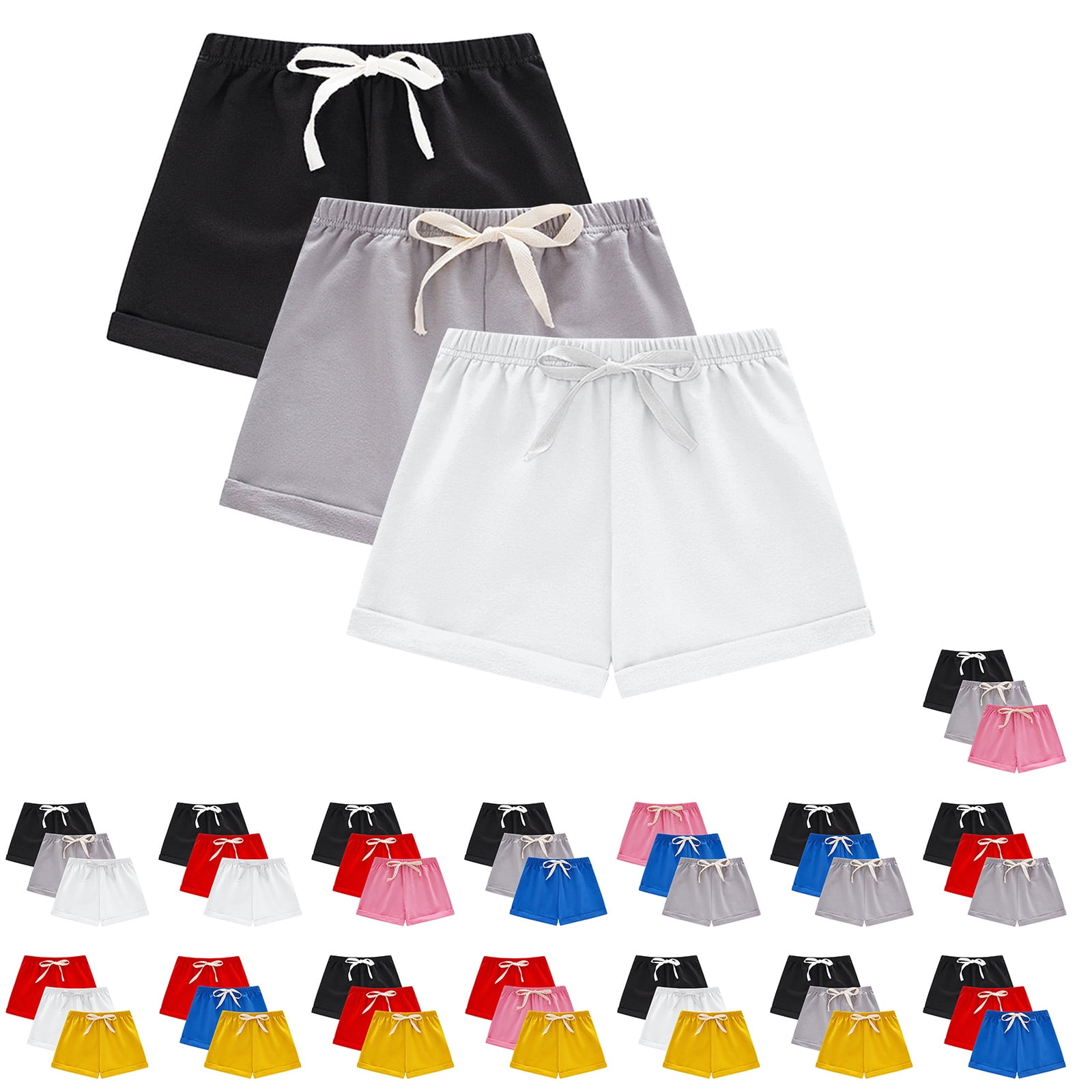 Swuxness Kids 3PC Leisure Short Pants Solid Color Loose Soft Indoor ...