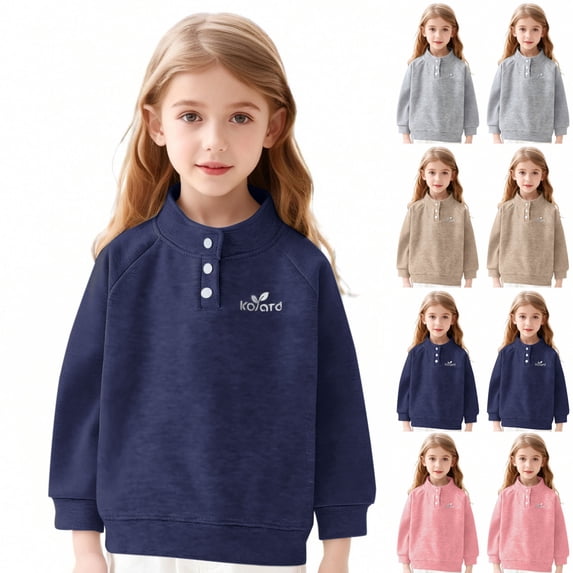 Swuxness Kids Long Sleeve Casual Undershirt Crew Neck Solid Color Pullover Comfortable Fall Tops Outerwear