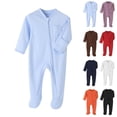 thumbnail image 1 of Swuxness Kids Newborn Long Sleeve Footed Rompers Pocket Zipper Full Length Breathable Outfits, 1 of 5