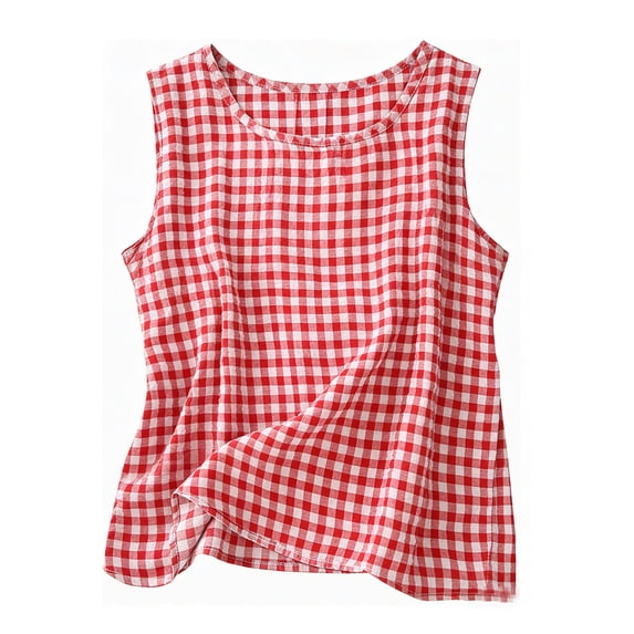 Swuxness Girls Sleeveless Plaid Tank Tops Breathable Casual Base Layer Outer Summer Blouse