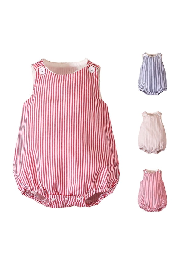 Kids Rompers Sleeveless Brief Cut Stripe Light Loose Summer Daily Play Attire