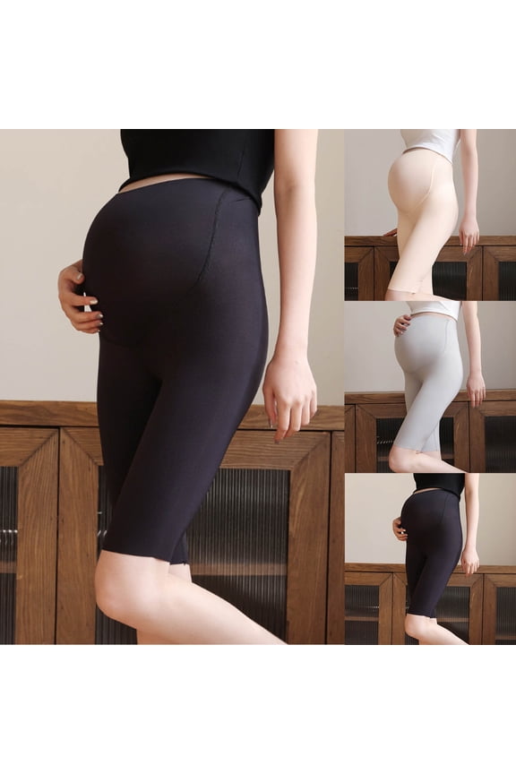 Maternity Leggings Yoga Shorts Pants, Pregnant Casual Sports Pants, Women Solid Color High Waisted Thin Stretch Comfortable Safety Yoga Leggings Pants Black, XL