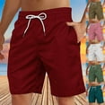 thumbnail image 1 of Swuxness Men Beach Pants Solid Color Drawstring Side Pocket Casual Pants Short Breathable Outdoor Lightweight, 1 of 4