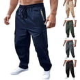 thumbnail image 1 of Swuxness Men Cargo Long Pants Zipper Pocket Elastic Waist Rugged Working Field Attire, 1 of 5