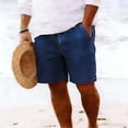 thumbnail image 1 of Swuxness Men Jeans Half Shorts Pants Imitation Denim Pocket Elastic Waist Loose Wear, 1 of 4