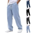 thumbnail image 1 of Swuxness Men Jeans Long Pants Washed Denim Drawstring Elastic Waist Storage Pocket Wear, 1 of 4