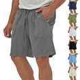 thumbnail image 1 of Swuxness Men Linen Casual Straight-Leg Shorts Pants Loose Drawstring Waist Pocket Wear, 1 of 5