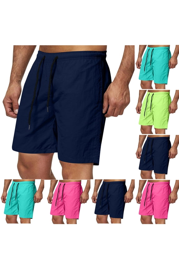 Mens Half Short Pants Solid Color Light Dry Summer Soft Loose Breathable Casual Wear