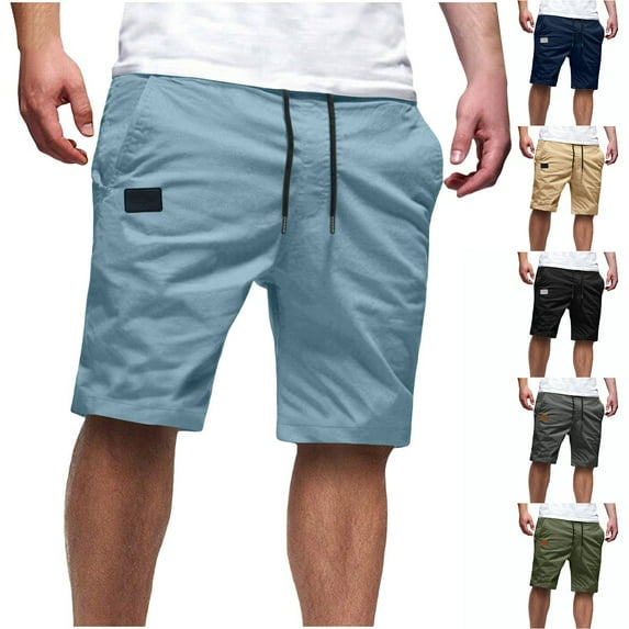 Swuxness Men Solid Color Mesh Cargo Beach Pants Short Lightweight Casual Comfy Leisure