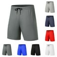 thumbnail image 1 of Swuxness Men Solid Color Mesh Fabric Drawstring Pocket Pants Short Loose Sports Beach Casual, 1 of 5