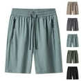 thumbnail image 1 of Swuxness Men Solid Color Pocket Drawstring Elastic Waist Pants Short Casual Comfy Breathable, 1 of 3