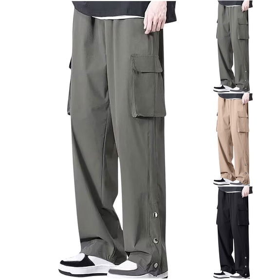 Swuxness Mens Casual Long Pants Drawstring Multi Pockets Summer Soft Relaxed Daily Garments