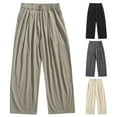 thumbnail image 1 of Swuxness Men's Linen Long Pants Summer Fashionable Wide Leg Solid Color Sports Loose Trousers, 1 of 5