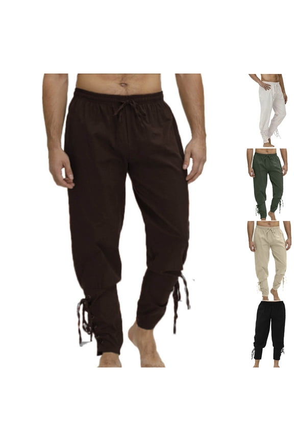 Men's Joggers Pants Fashion Leisure Solid Color Rope Strap Pocket Full Length Casual Long Sweatpants White, XXXL