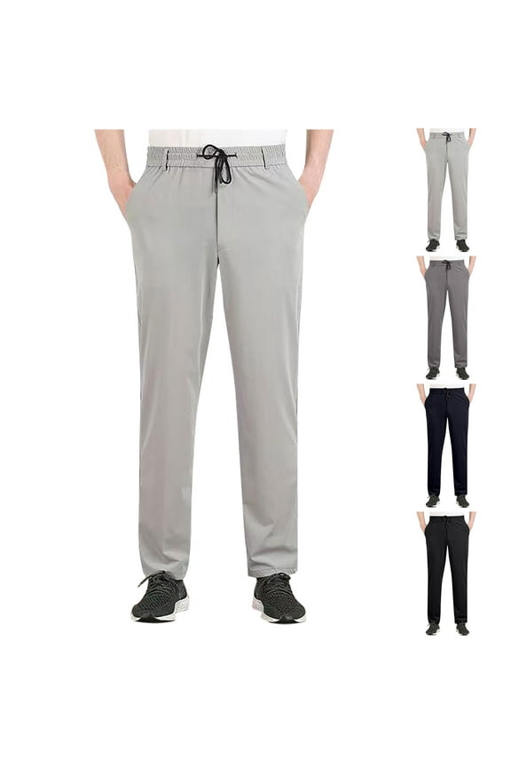 Men's Slim Chinos Pants Fashion Solid Color Business Straight Leg Khaki Pants Slim Fitted Dress Pants with Classic Gray, XXL