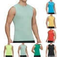thumbnail image 1 of Swuxness Men's Solid Color Sleeveless Slim Tank Fittedness Running High Elastic Dry Base Tank, 1 of 4