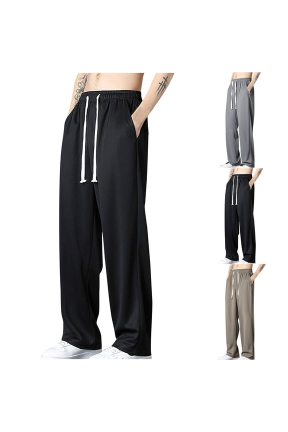 Men's Straight Leg Sweatpants Daily Outdoor Stretch Beach Pants with Casual Classic Breathable Relaxed Running Khaki, XL