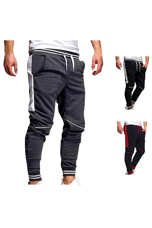 Men's Long Sweatpants Fitness Loose Jogger with Elastic Waistband Drawstring Pockets