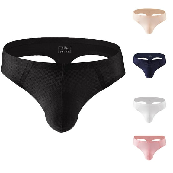Swuxness Mens Low Waist Thong Briefs, Men Sport Underpants, Men's Seamless Comfortable Bare Feeling Elastic Breathable Low Waist Stretch Panties Black, L