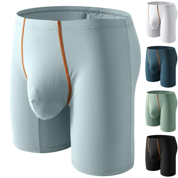 Swuxness Mens Mid-Rises Soft Comfy Brief, Men Sport Underpants, Men's Extended Ice Silk Mid Length Casual Sports Mid Waist Comfortable Yoga Briefs Panties Sky Blue, XXL