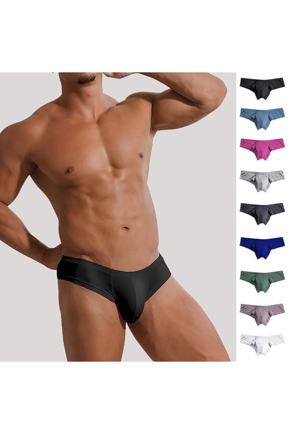Mens Plus Size Breathable Briefs, Men Sport Underpants, Men's Solid Color Fashion Comfortable Breathable Low Waist Hip Lifting Briefs Panties Hot Pink, XXL